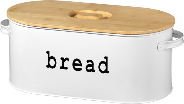 ESMEYER Brotkasten aus Metall und Holz in Weiß, B/T/H: 43,5 x 20,5 x 15,5 cm - Bild 1