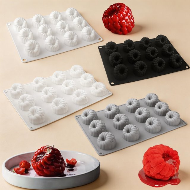 12-fach Silikonform für Himbeer-Mousse, Schokoladen-Dessert und Pudding sowie hausgemachte Fruchtgummi-Backform von Meibum - Bild 1