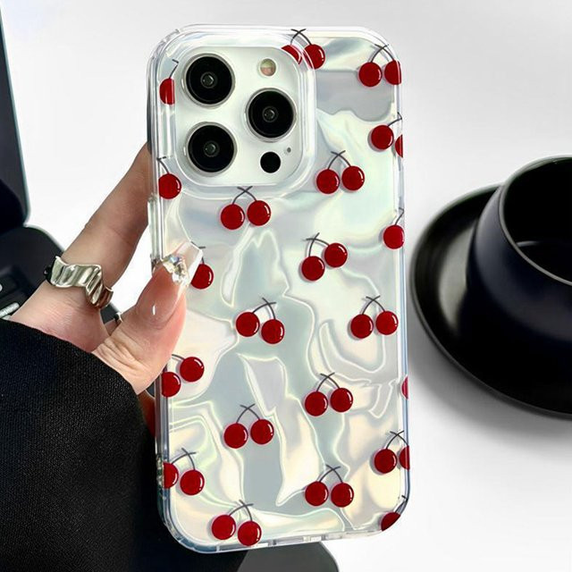Handyhülle mit Kirsch-Design für Apple iPhone Modelle, transparentes TPU Cover für Damen und Mädchen - Bild 1