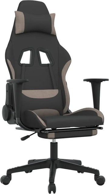 vidaXL Gaming-Stuhl mit Fußstütze und Kopfstütze in Schwarz und Beige aus Stoff - Bild 1