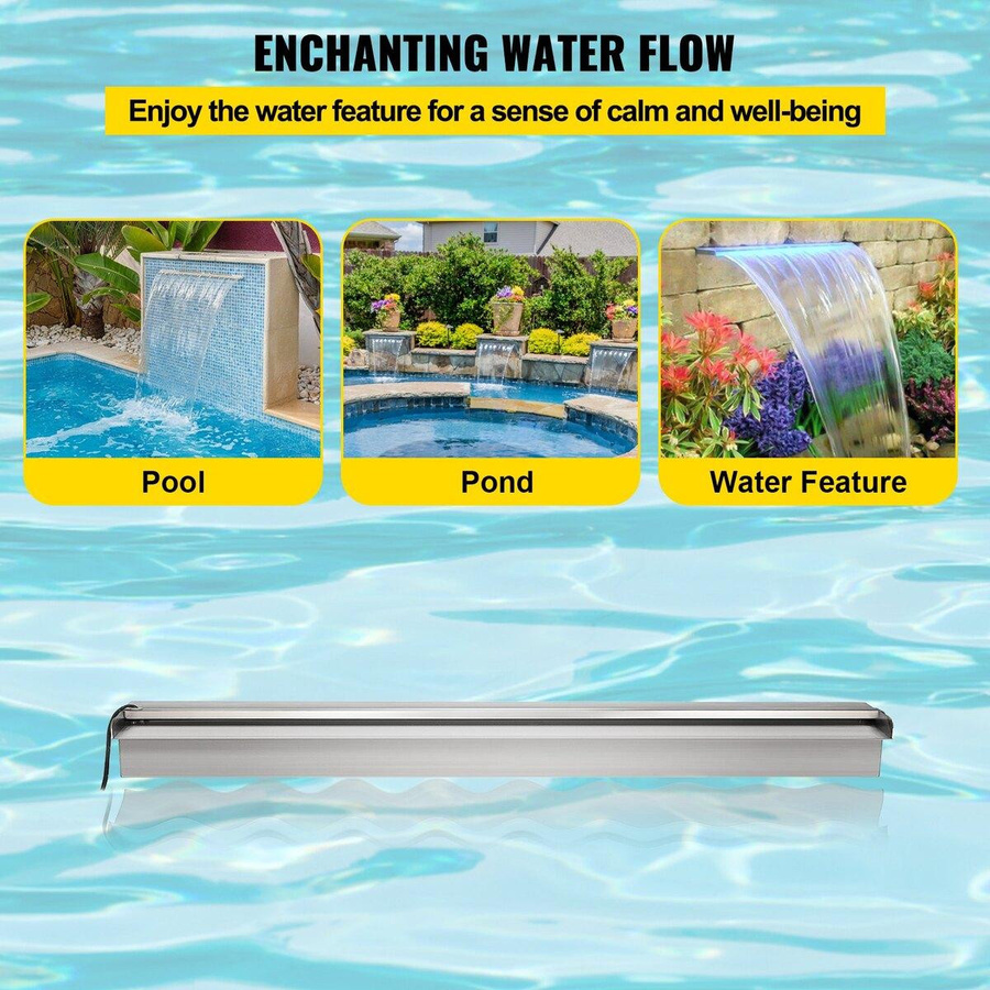 Buying Solutions MB LED-Pool-Wasserfall aus Edelstahl in Silber, B/H/T: 120 x 11,5 x 8 cm - Bild 2