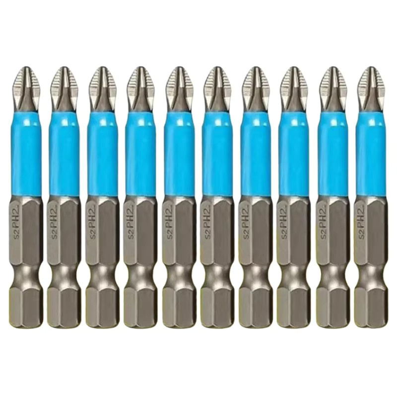 YIAEEY 10er Set magnetische Phillips PH2 Schraubendreher-Bits mit 1/4 Zoll Sechskantschaft und Anti-Rutsch-Funktion, 50 mm - Bild 3