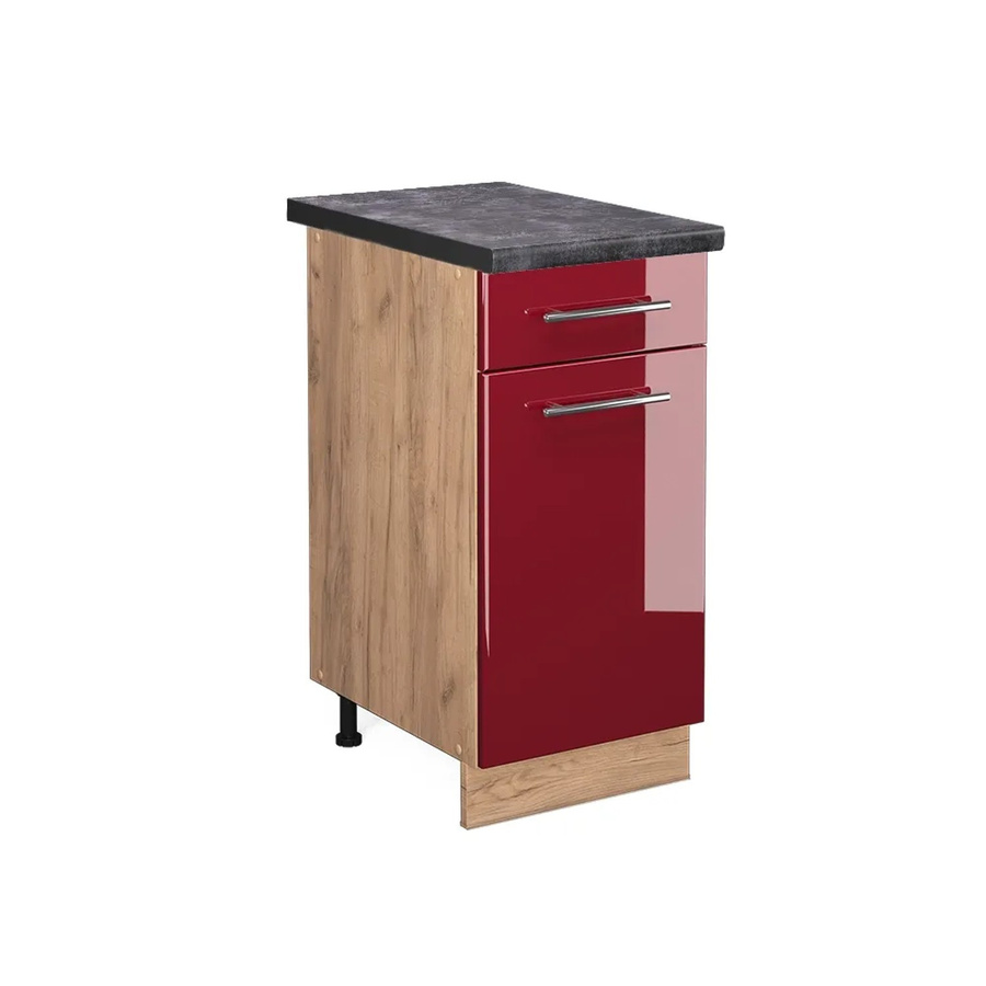 Vicco Küchenunterschrank Fame-Line Bordeaux Hochglanz Anthrazit und Eiche, B/T/H: 40 x 60 x 82 cm - Bild 2