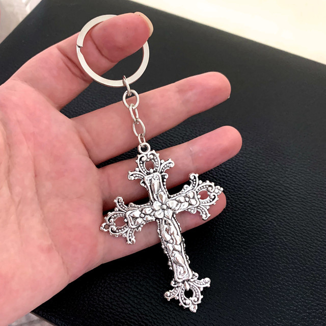ZOUTYI Schlüsselanhänger Mottenkreuz, Blumenmuster, Damen - Bild 1