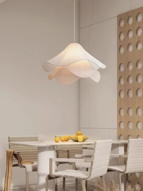 VIGOUS Nordic LED Blumen Tuch Kronleuchter in Weiß und Gold für Schlafzimmer, Balkon und Loft - Bild 1