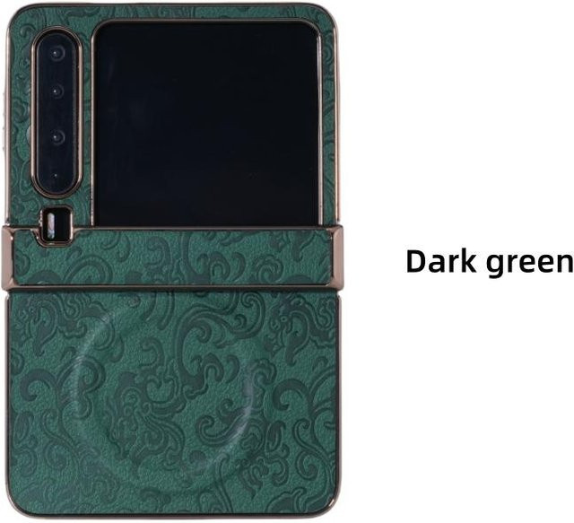 Huawei Pura X Magnetische Leder-Klapphülle mit Drachenstruktur in Grün - Bild 1