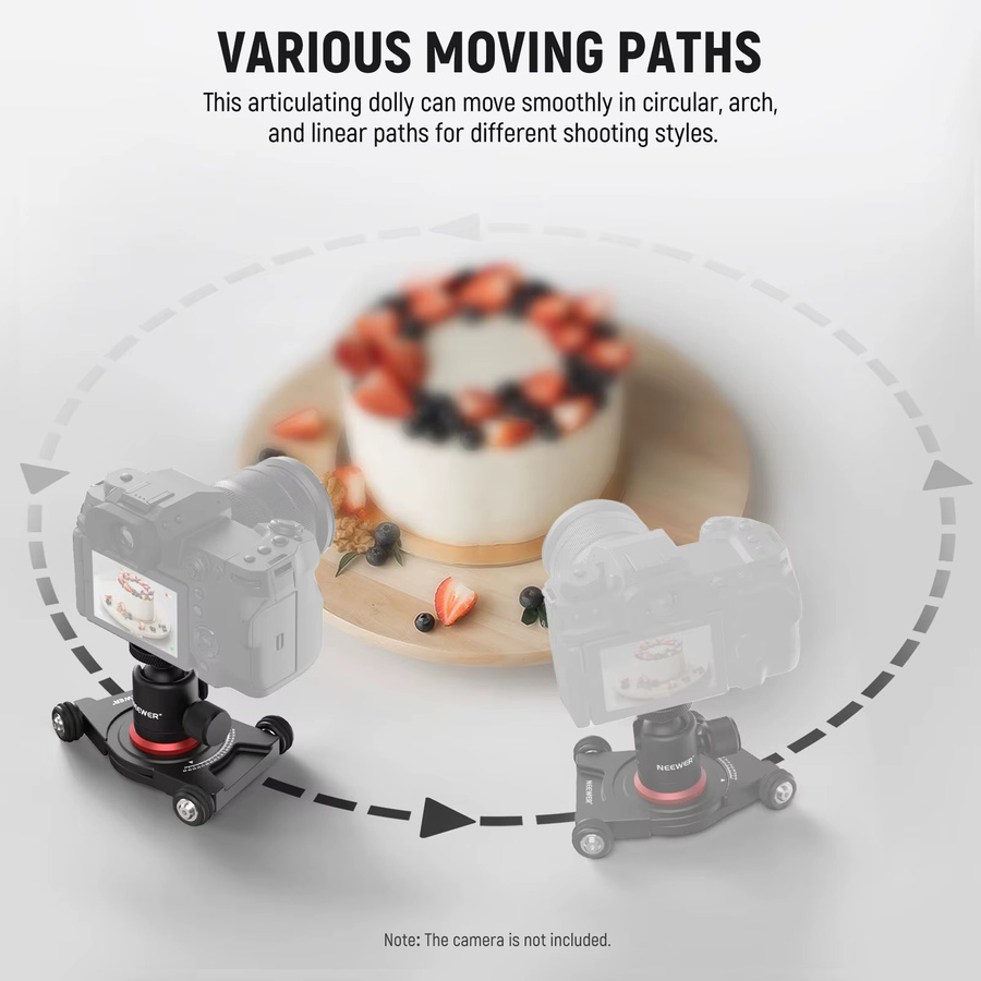 Neewer Kamera Slider Dolly mit Kugelkopf und Telefonklemme in Schwarz für Tischplatten mit 360 Grad Panoramafunktion - Bild 3