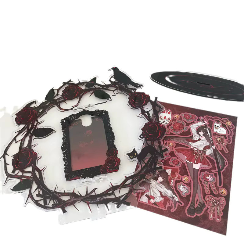 Nachtrose Karten-Einsteckrahmen Stern Design aus Acryl, Schwarz und Transparent, Rotierender Foto-Aufbewahrungsrahmen für den Tisch - Bild 6