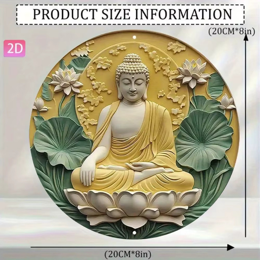 Buddha Lotus Wandkunst CIFBUY Retro Deko-Schild aus Aluminium Metall in Multicolour mit floralem Design - Bild 2