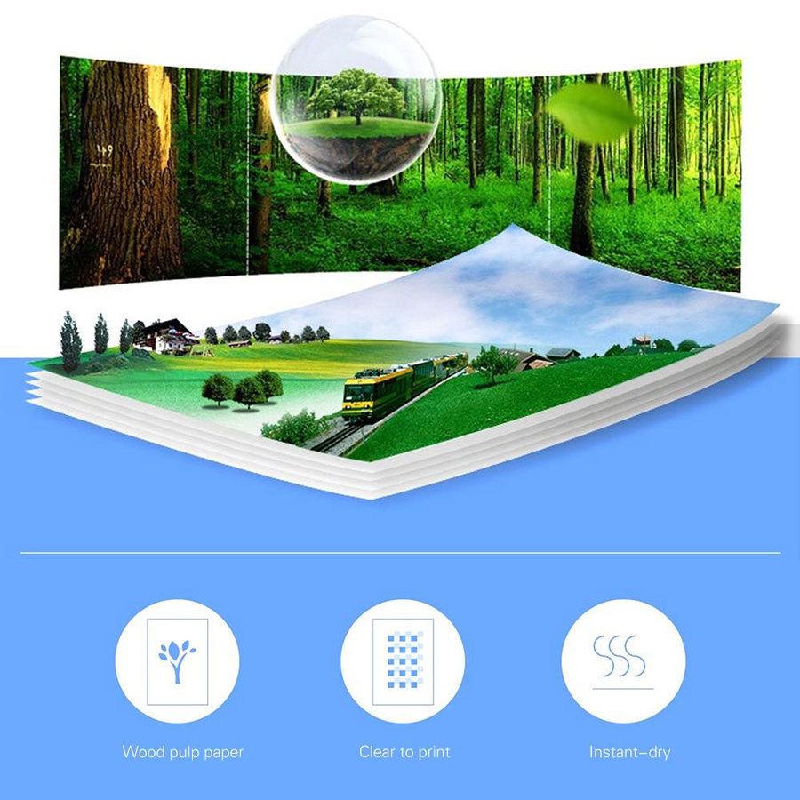TOMTOP JMS Fotopapier für Inkjet-Drucker, glänzend, Weiß, 100 Blatt, 200 g/m², A4 - Bild 2