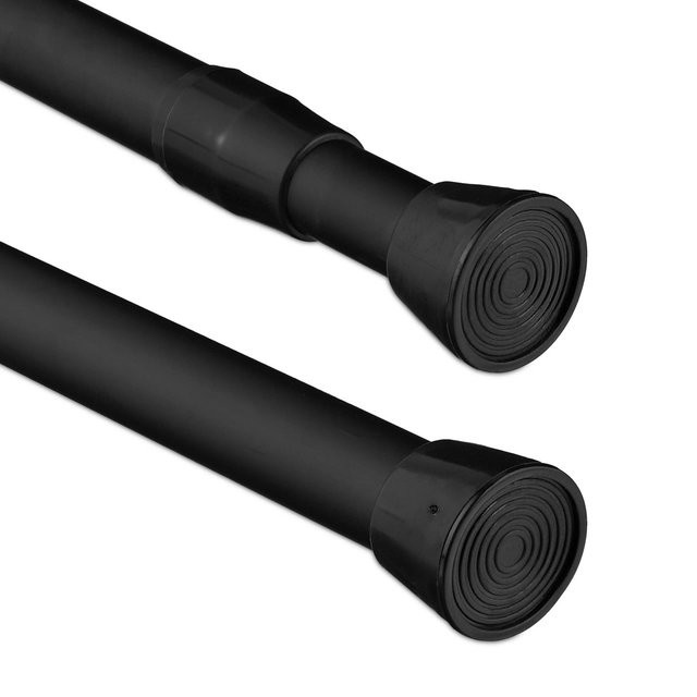 Relaxdays Teleskopstange aus Edelstahl in Schwarz und Silber, verstellbar von 66 cm bis 110 cm, rutschfest mit Spannklammer - Bild 1