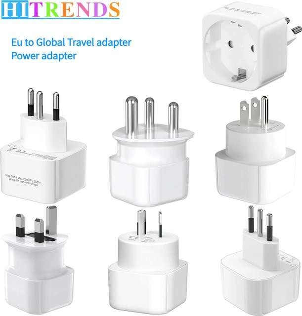 HITRENDS 2-teiliger Universeller Reiseadapter Set in Weiß für USA, UK, Australien, Schweiz, Indien, Südafrika und Italien - Bild 1
