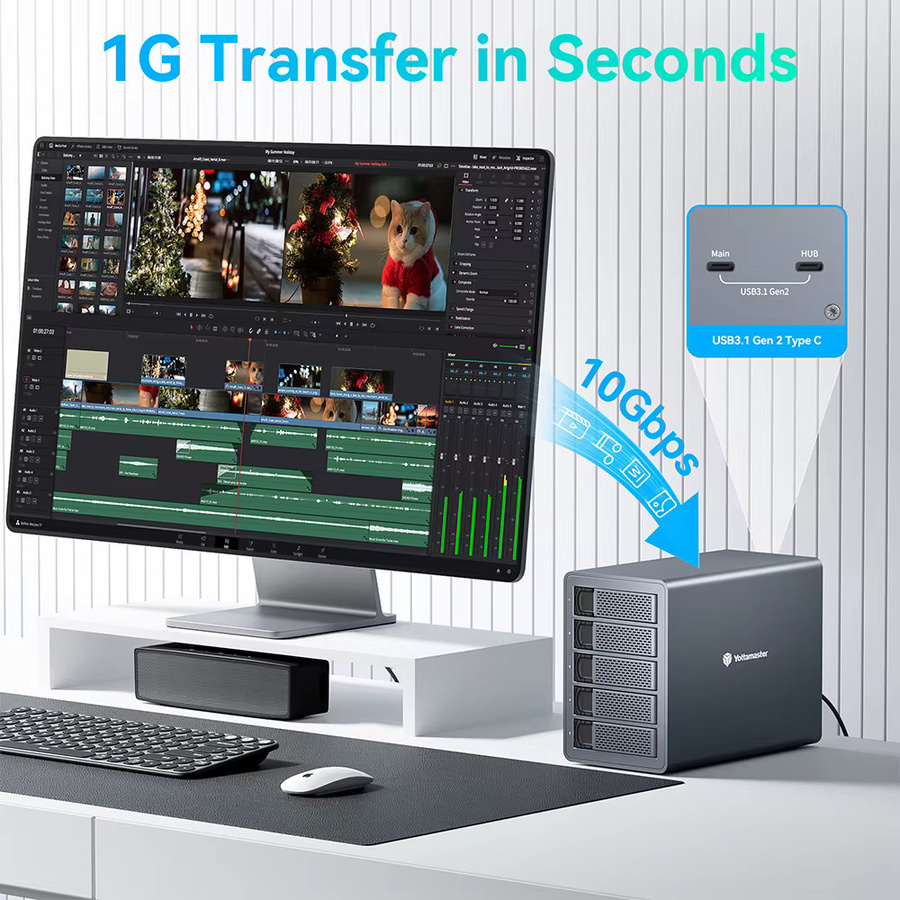 Yottamaster RAID externes Festplattengehäuse mit 5 oder 4 Bays für 2,5 und 3,5 Zoll SATA HDD und SSD - Bild 4