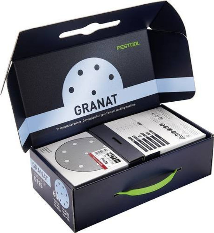 Festool Schleifscheiben-Set Granat für Exzenterschleifer Durchmesser: 125 mm, Körnung: 60, 80, 120, 180, 220, 320, Farbe: Schwarz - Bild 2