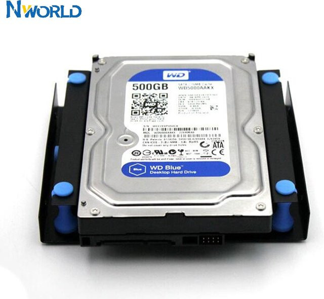 FTBTOC 3,5-Zoll-Stoßdämpferhalterung für Festplatten mit Befestigungsschrauben als Montageadapter für PC-Gehäuse von 3,5 HDD auf 5,25 DVD ROM Bay in Schwarz und Blau - Bild 1
