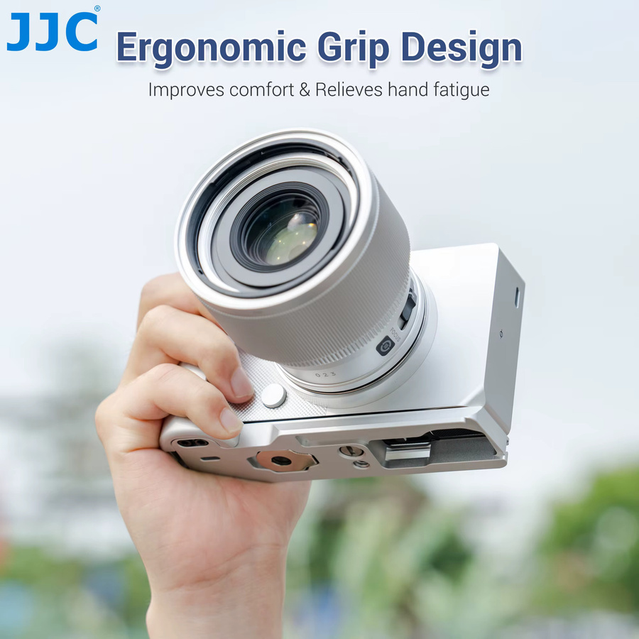 JJC Metall-Handgriff in Silber für Sigma BF mit L-Form und integriertem Arca-Design - Bild 2