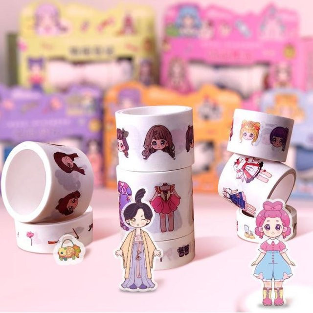 CHENJ Washi Tape Set Süße Prinzessin Wasserdichte Cartoon Aufkleber für Kinder in Multicolour - Bild 1