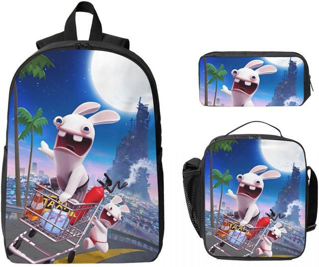 Invasion Kinderrucksack Set mit Brotdose und Federmäppchen für Jungen und Mädchen in Grau/Mehrfarbig von Fancy Style Studio - Bild 1