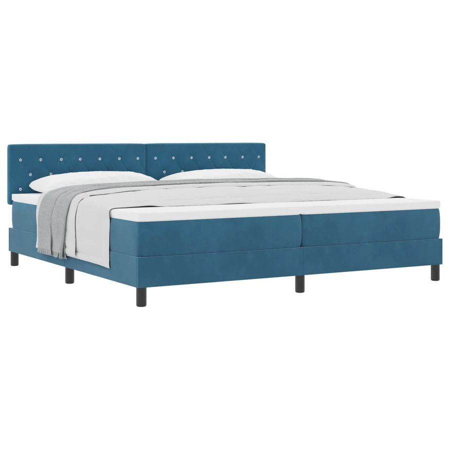 vidaXL Boxspringbett mit Matratze in Dunkelblau aus Samt, B/T/H: 200 x 200 x 203 cm - Bild 2