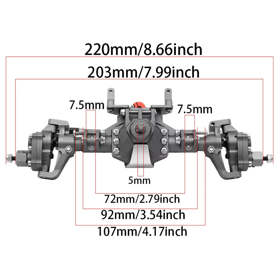 Portalachse aus Aluminiumlegierung für 1/10 RC Crawler Car, vordere und hintere Achse - Bild 2