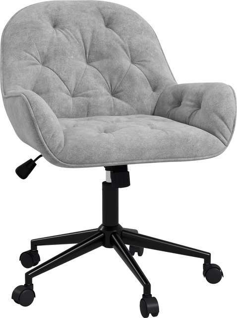 Vinsetto Ergonomischer Drehstuhl mit Samtoptik in Hellgrau, höhenverstellbarer Arbeitsstuhl für Home Office und Wohnzimmer - Bild 1