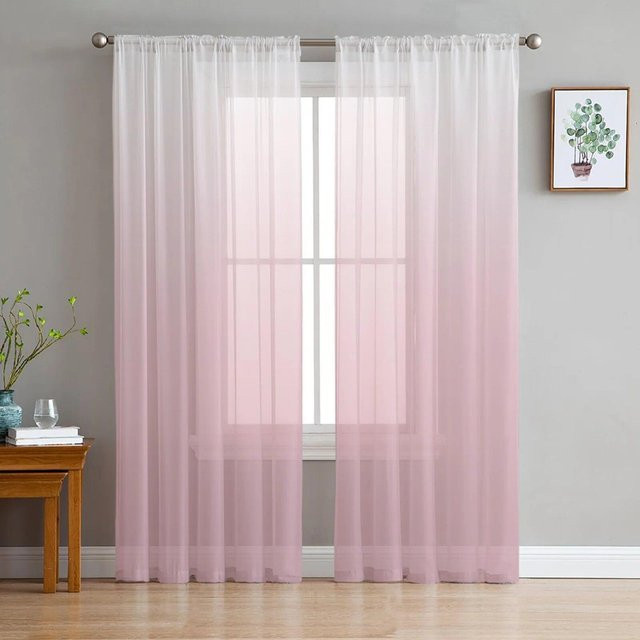 A Family Of Home Textiles Chiffon Gardine mit lila Farbverlauf in Transparent, Breite: 135 cm, Höhe: 114 cm - Bild 1