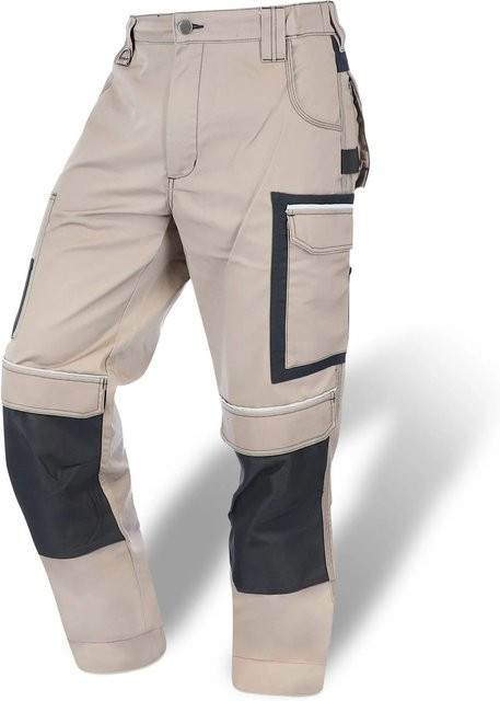 Eliworx Workwear Bundhose mit Stifttasche in Beige und reflektierenden Details aus Poly-Cotton, Größe 46 - Bild 1