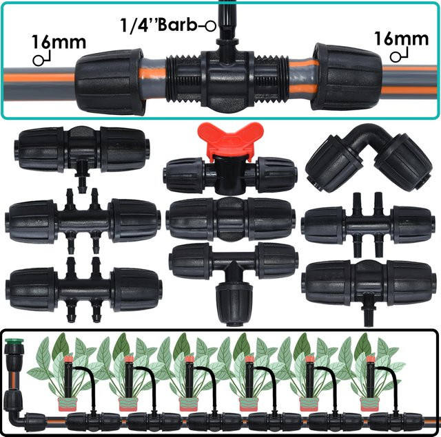 KESLA 5er Set PE Rohrverbinder T-Kupplung mit 1/2'' Gewindesperre für Gartenbewässerung und Tropfbewässerung - Bild 1