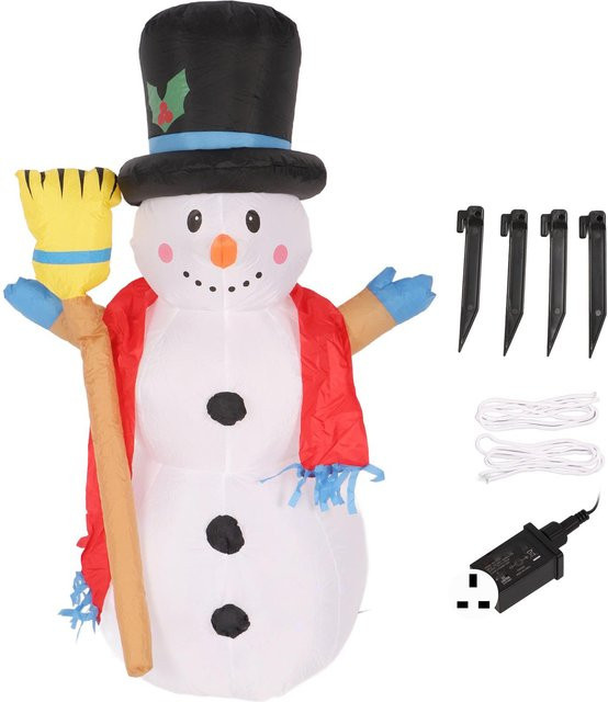 KONNWEI Weihnachts-Aufblasfigur Schneemann als Außendekoration in Schwarz und Weiß, Höhe: 121,92 cm - Bild 1