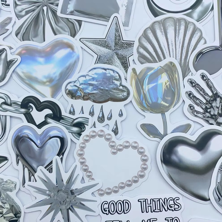 30 Stück Mood-Serie Aufkleber in Silber aus wasserfestem PVC für Handyhüllen, Wasserflaschen und DIY-Bastelarbeiten von RecordingYourLife Store - Bild 3