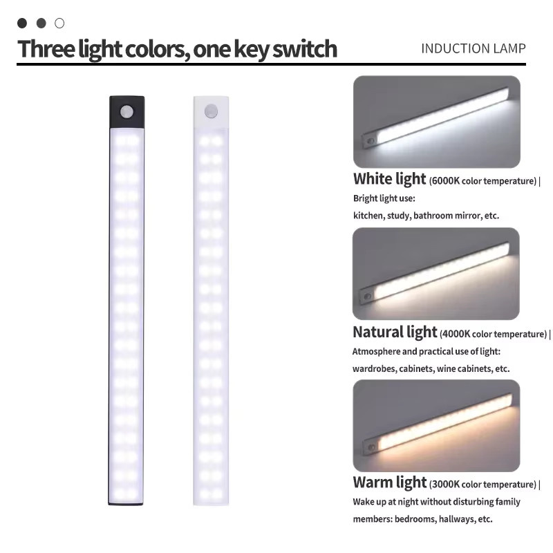 VENUSWING LED Nachtlicht mit Bewegungssensor, kabellose USB-aufladbare Unterbauleuchte für Küche und Schrank, weiß - Bild 5