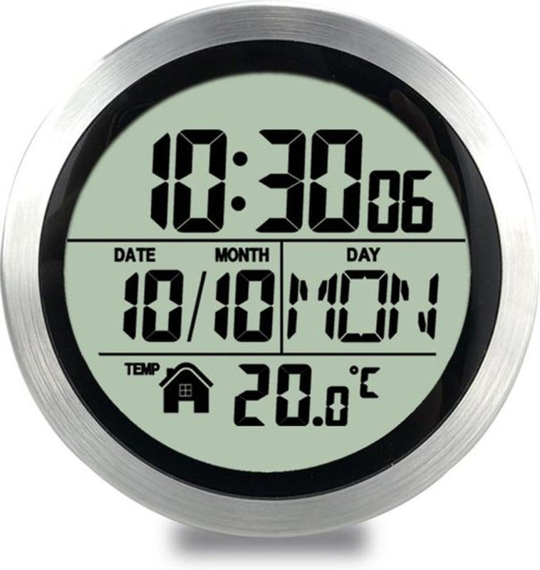 Tooarts Digitale Wanduhr mit Saugnapf, Wasserdicht, LCD mit Thermometer und Datumsanzeige, Silber, B/H: 14,5 x 14,5 cm - Bild 1