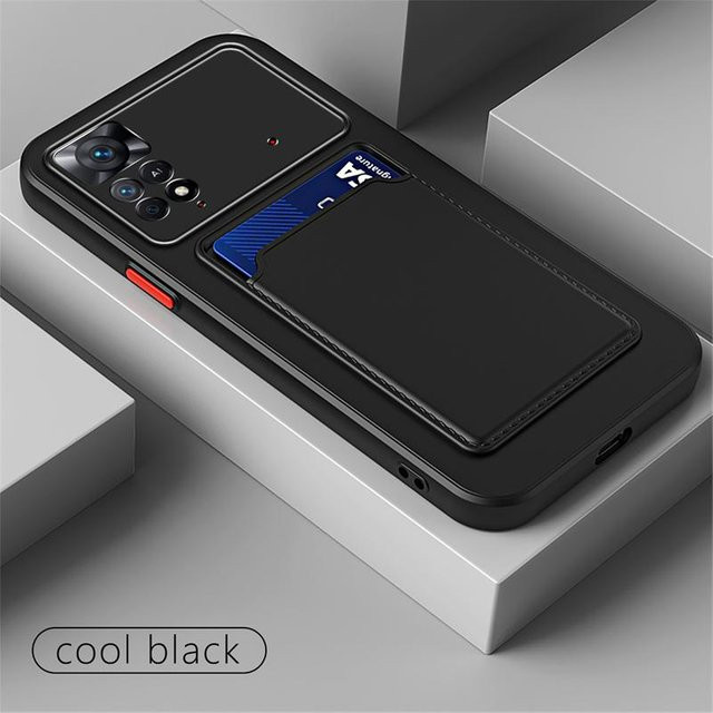 Handyhülle mit Kartenhalter und NFC für POCO X7 Pro, X6, X5, X4, X3, F7 Ultra, F6 Pro, F5, C65, M4, M5, M6 Pro in Schwarz und Transparent - Bild 1