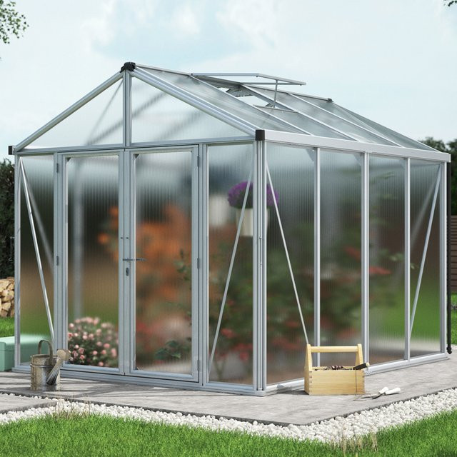 Vitavia Gewächshaus Zeus Comfort 8100 freistehend mit Satteldach, Aluminium eloxiert in Silber, 8,1 m², Polycarbonat 16 mm - Bild 1