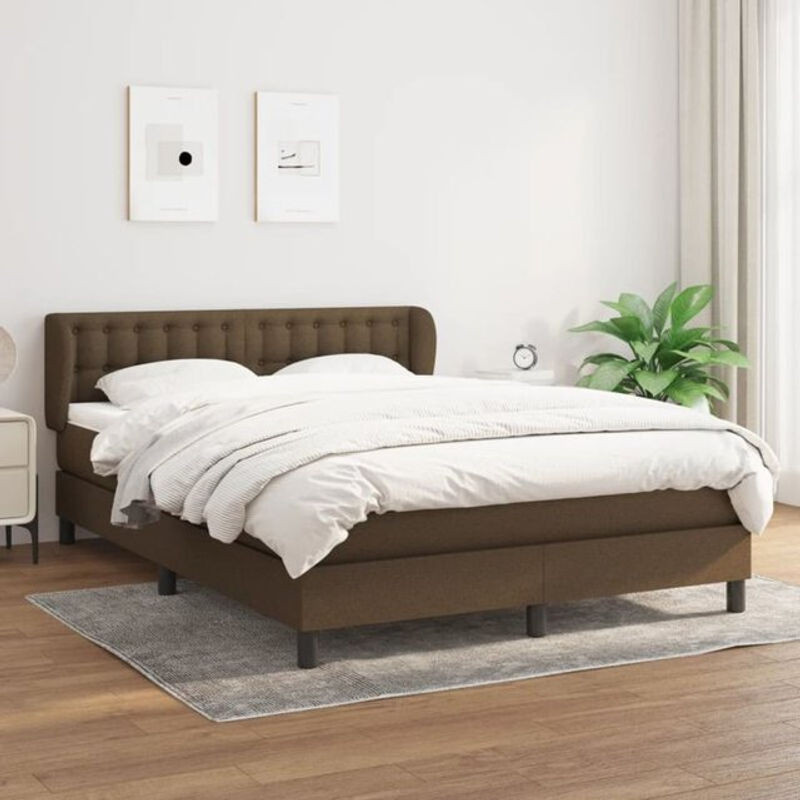 vidaxl Boxspringbett mit Matratze aus Stoff in Braun, B/T/H: 140 x 200 x 78 cm - Bild 1