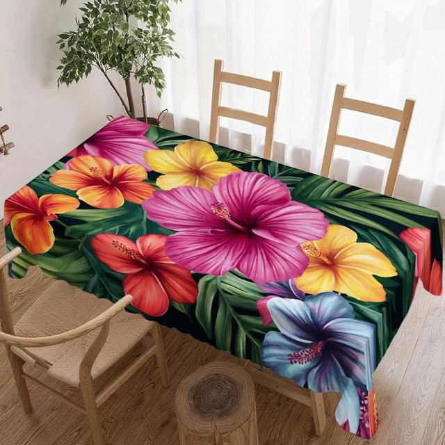 Wasserdichte Tischdecke mit tropischem Blumenmuster von JINGYUE Pet, rechteckig, Mehrfarbig, B/T: 140 x 180 cm - Bild 1