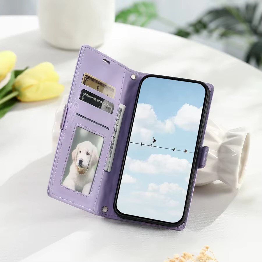 Ledertasche Flip Wallet Phone Cover für Samsung Galaxy A16 A36 A56 A26 A06 A15 A35 A55 A14 A34 A54 A13 A33 A53 A05 A25 A24 A52 in Gold und Purple - Bild 2