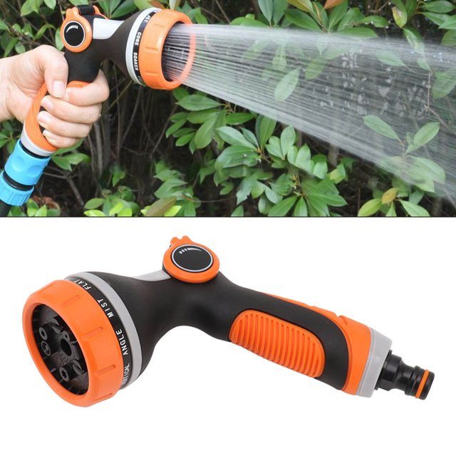 Gartenschlauch-Düsensprüher in Orange mit 10 Modi als robuster Hochdruck-Gartensprüher zur Bewässerung von Pflanzen und Rasen - Bild 1
