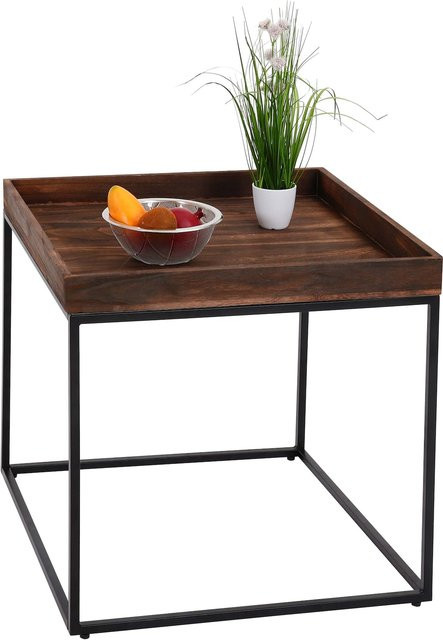 Beistelltisch MCW-K71 aus Paulownia-Holz und Metall in Dunkelbraun, B/T/H: 60 x 60 x 60 cm - Bild 1