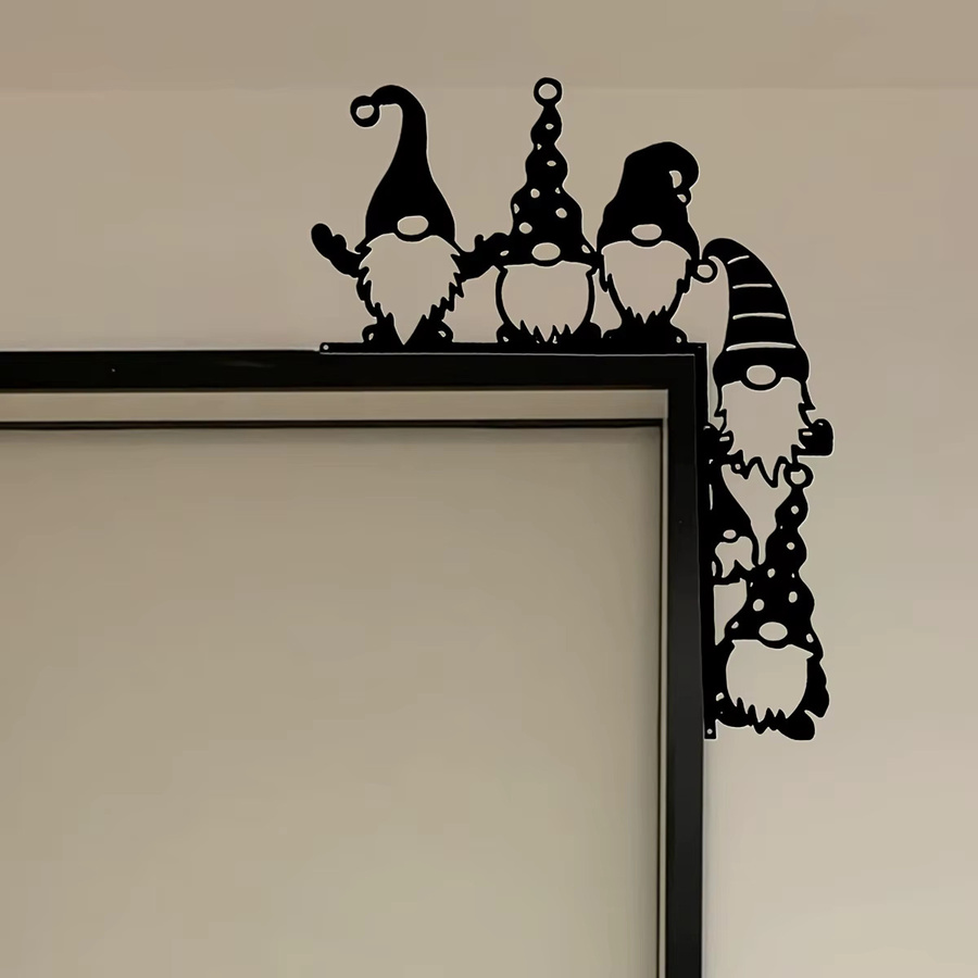 DDPNKL Weihnachtsmann Tür-Eckdekor aus Eisen in Schwarz als klassisches Hängeschild für Weihnachten und Thanksgiving - Bild 2