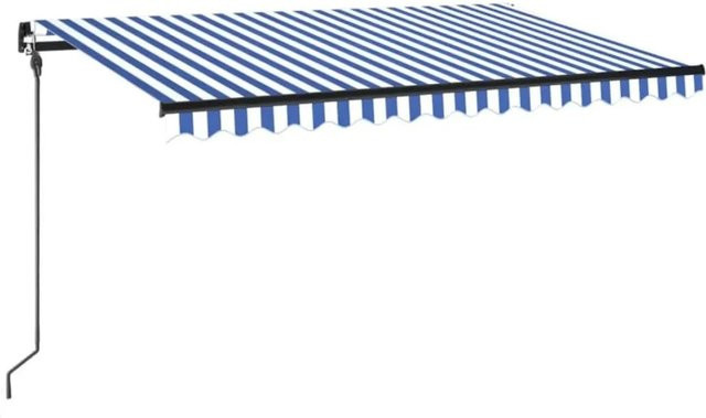 vidaXL Markise manuell einziehbar mit LED in Blau und Weiß, B: 400 cm, T: 300 cm - Bild 1