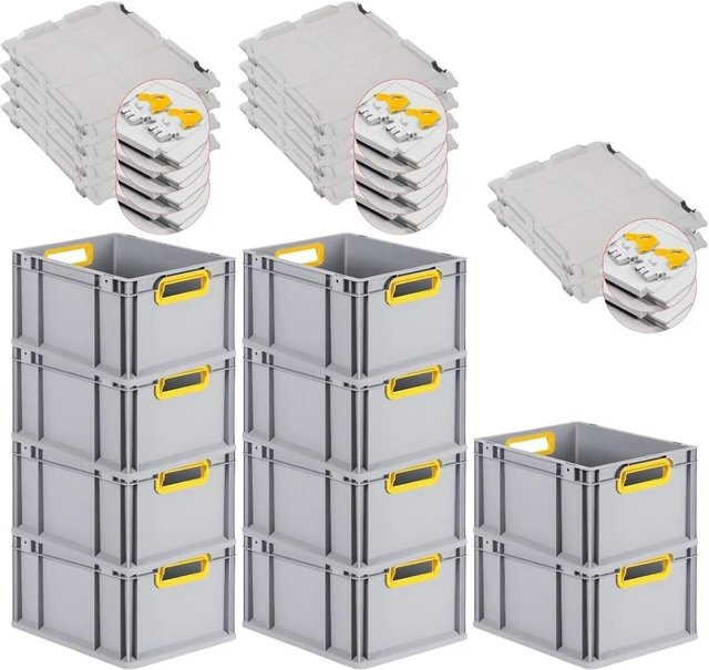 PROREGAL Spar Set 10x Eurobox Nextgen Color mit Scharnierdeckel und Schiebeschnappverschlüssen, Gelb, H x B x T: 22 x 30 x 40 cm - Bild 1