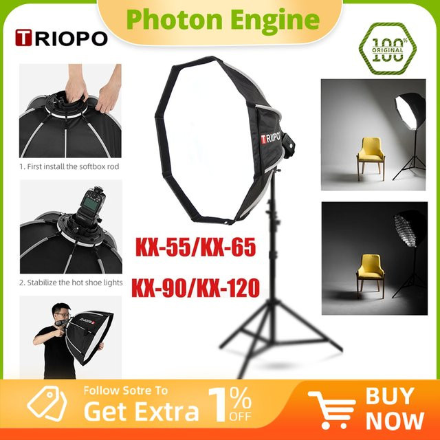 Triopo Oktagon Softbox für Godox V1 V100 V1PRO Speedlite, Schwarz, Outdoor Blitz Softbox - Bild 1