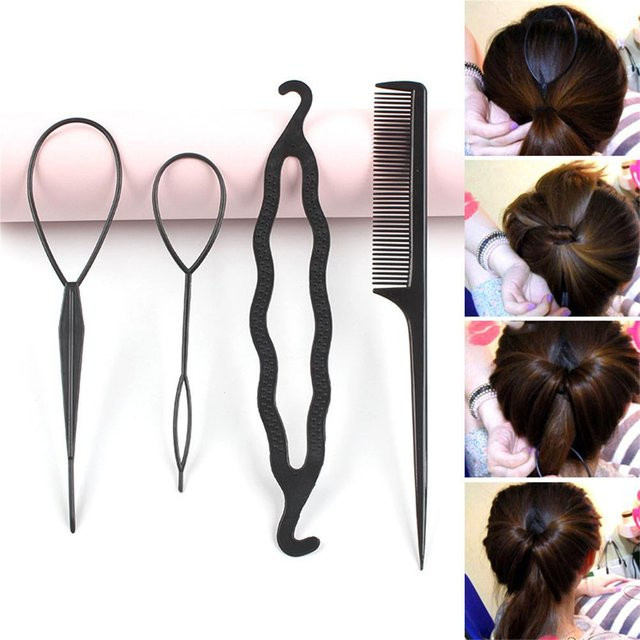 Haarstyling DIY Dutt Maker Werkzeug Set, Grau, Kinder - Bild 1