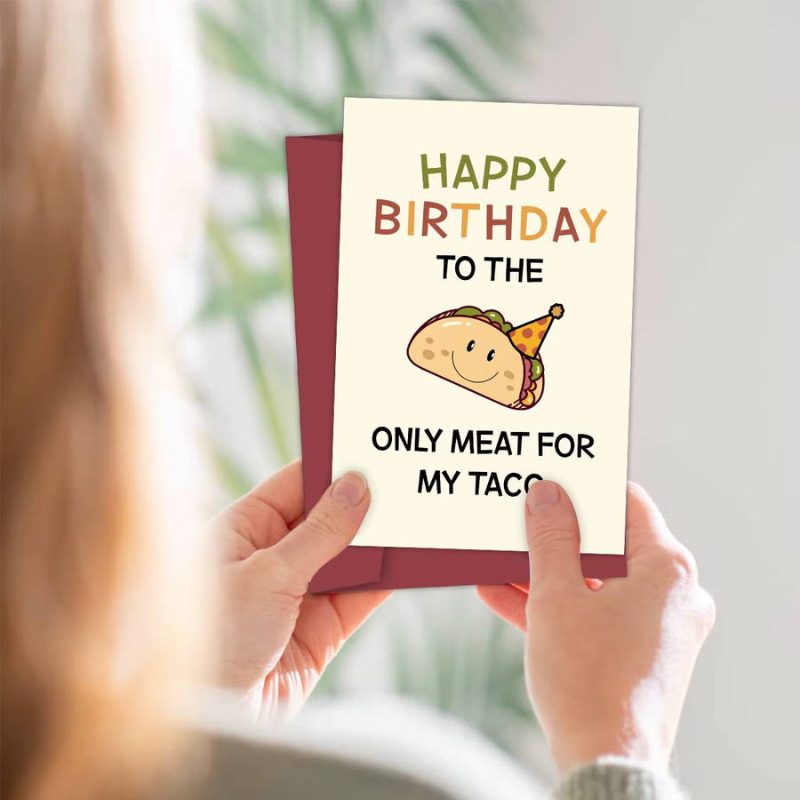 Lustige Taco Geburtstagskarte für Erwachsene, bunte Grußkarte zum Geburtstag aus Papier - Bild 5