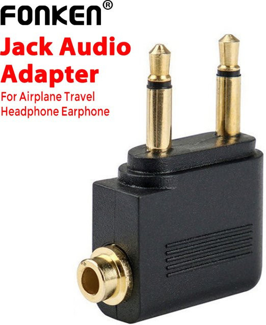 FONKEN Audio Kopfhörer Adapter mit 3,5 mm Jack Stecker in Schwarz für Flugzeug und Reise - Bild 1