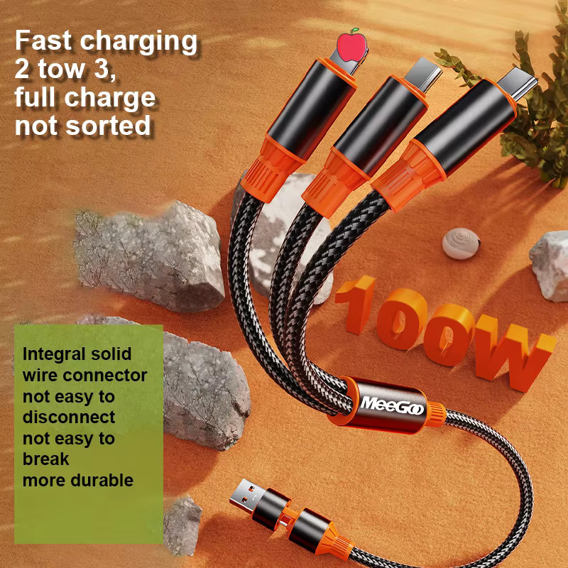 MeeGoo 3 in 2 USB-C und Micro-USB Ladekabel, 120 W Schnellladekabel, Schwarz - Bild 3