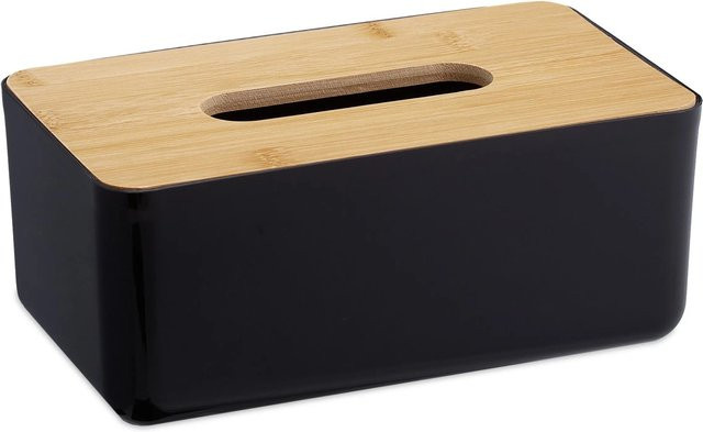 Relaxdays Kosmetiktücherbox aus Kunststoff in Schwarz, B/T/H: 23 x 10 x 13 cm - Bild 1