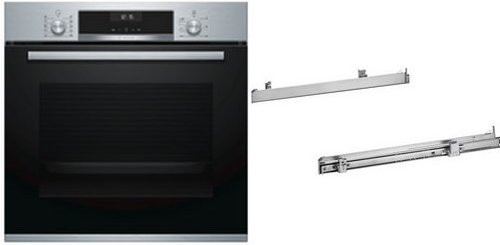 Bosch Einbaubackofen HBA517GS2 aus HBA537BS0 und HEZ538000 in Edelstahl, Elektro mit Heißluft, Grill und katalytischer Reinigung - Bild 1