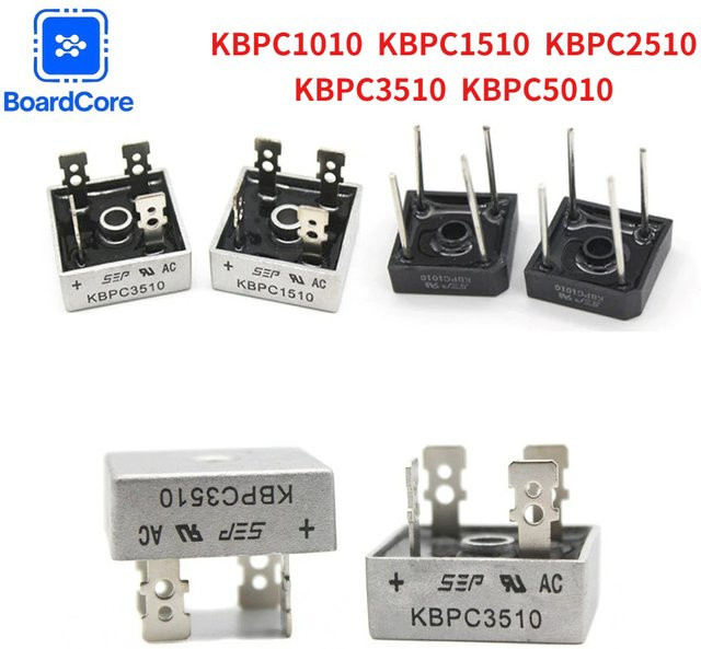 YTDMEN Brückengleichrichter-Kit 5 Stück, Einphasen-Gleichrichter 10A/15A/25A/35A/50A 1000V, Schwarz - Bild 1